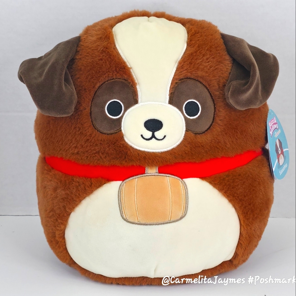 SASSAFRAS 🐶HTF 12" Brown & White Saint Bernard FuzzAMallow Dog Squishmallow NWT